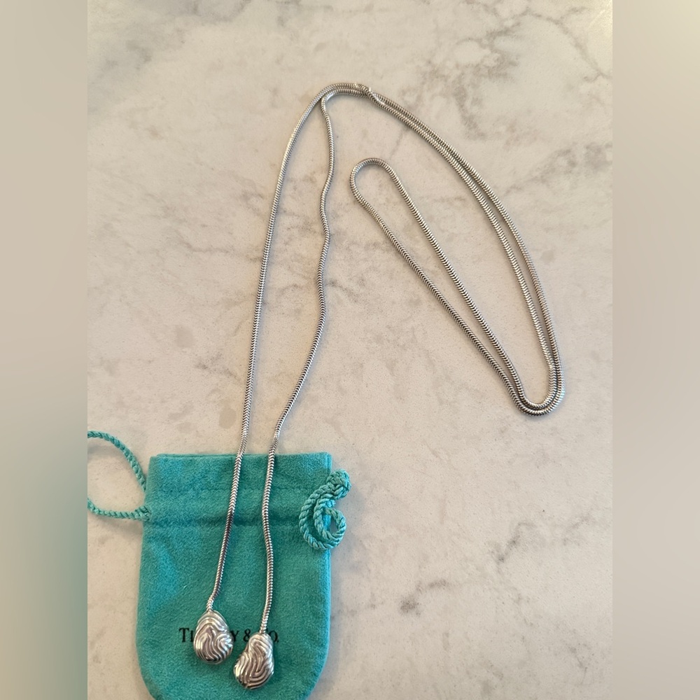 Tiffany & Co Sterling Silver Wood 1996 Lariat Wrap 41.3 Gram 41 Inch Necklace - Picture 3 of 4